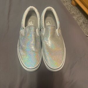 Vans Silver Glitter Slip-On Sneakers
